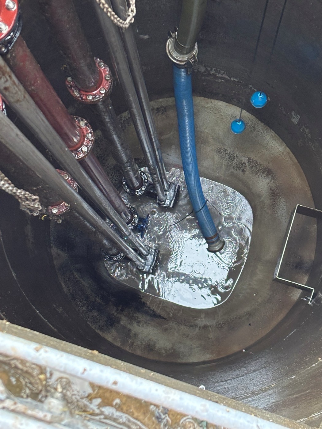Below-ground chamber pipework mid-clean