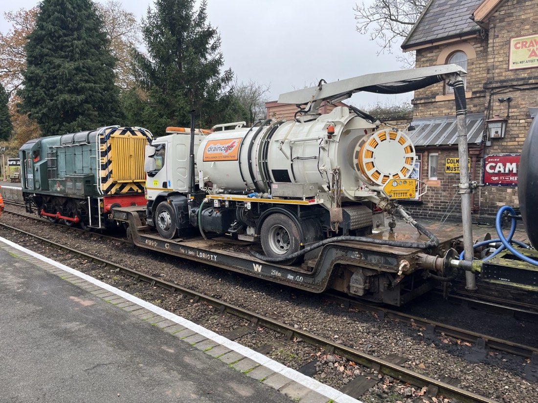 Rail-mounted drainage unit deployed for a heritage railway job