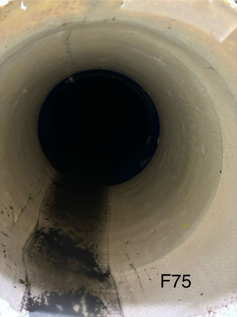Pipe interior after an epoxy resin patch repair