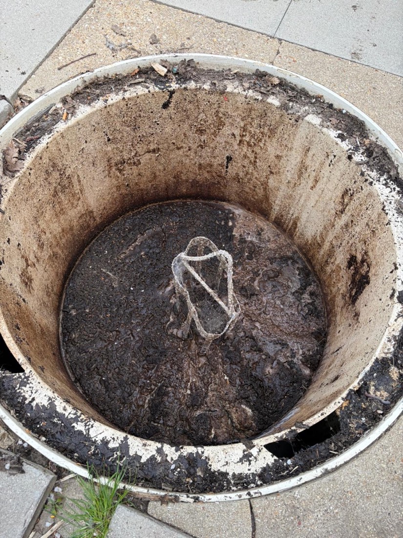 Grease trap access chamber being cleared